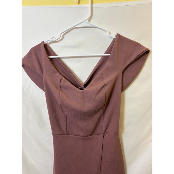 Women’s Boohoo Night Off Shoulder Wrap Midi Dress Mauve Sz 4 – $40 - Picture 6 of 6